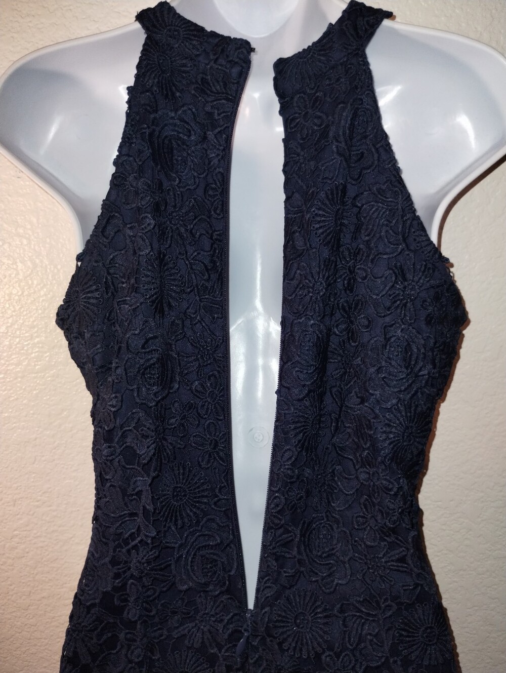 Lulus Dress Navy Blue Lace Crochet Overlay S/L sz 12 - Picture 6 of 17